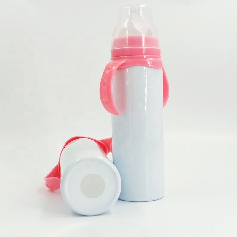 8oz Stainless Steel sippy cup baby feeding water bottle sublimation blanks baby hot water bottle with handle for kids