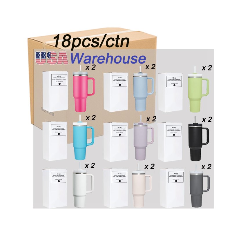 18/8 Stainless Steel Travel Mug 40oz Insulated Handle Tumbler with Lids and Straw Coffee Cup with Lid and Straw