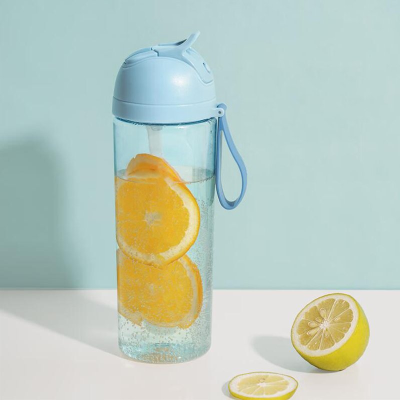 High Quality Portable Plastic Water Bottle With Straw BPA Free Clear Sports Bottles With Strap Custom Logo New Design