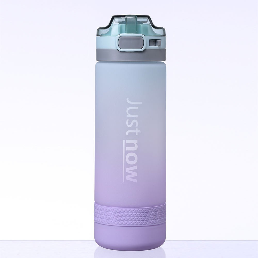 600ml Student Outdoor Travel Matte Surface Gradient Sports Drink Water Bottle With Straw