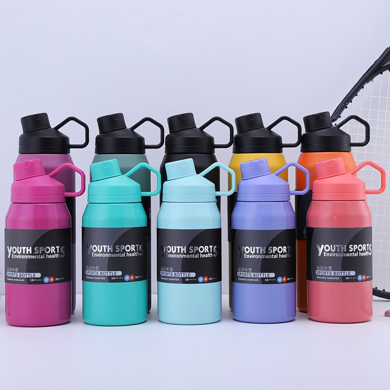 Customized Logo 650ml 1000ml Sports Stainless Steel Water Bottle Vacuum Flask With Handle Strainer