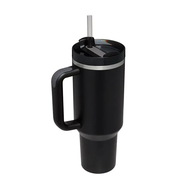 40oz Custom Rainbow Paint logo Vacuum Insulated Stainless Steel Thermos Cup Handle and Straw Adventure travel bottle