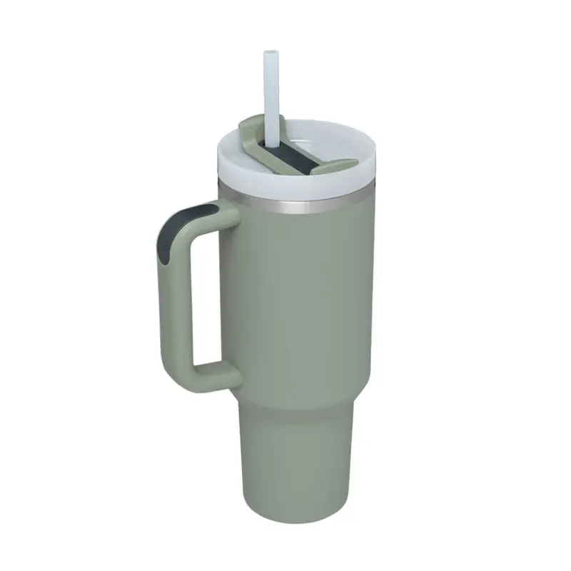 40oz Custom Rainbow Paint logo Vacuum Insulated Stainless Steel Thermos Cup Handle and Straw Adventure travel bottle