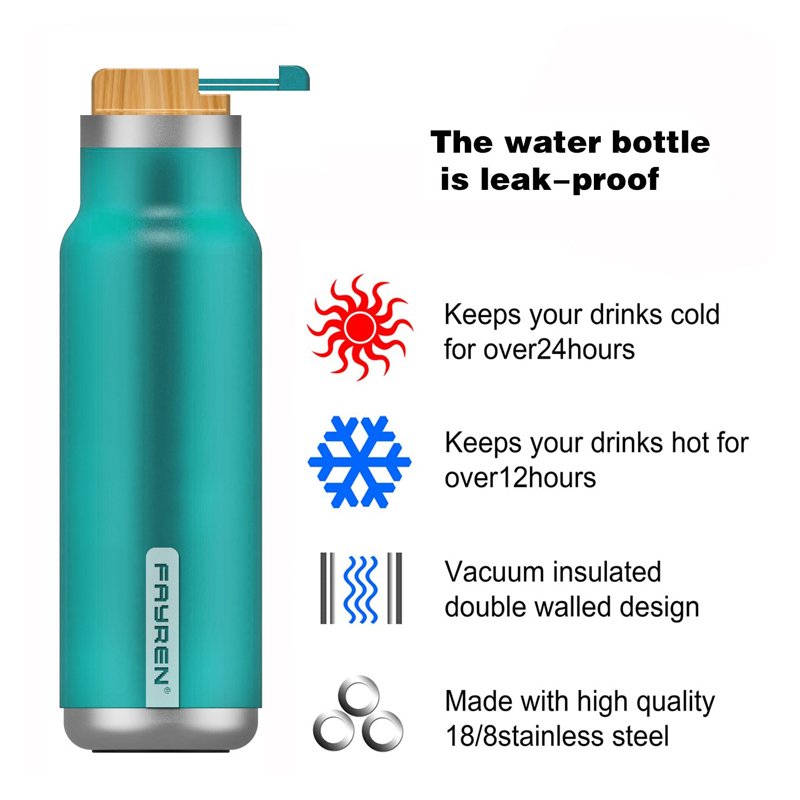 Customized Logos BPA Free Wide Mouth Leakproof Water Bottle Vacuum Insulated Thermos Flask with Lid Stainless Steel Modern Walls