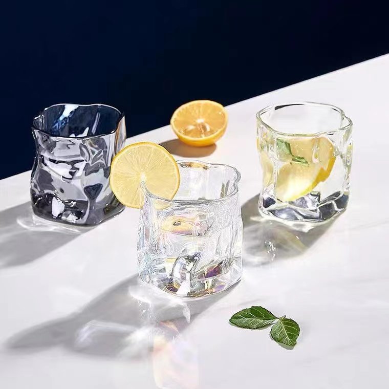 New whiskey glass creative juice cup drinking glass 180ml 250ml beer mug irregular water glass