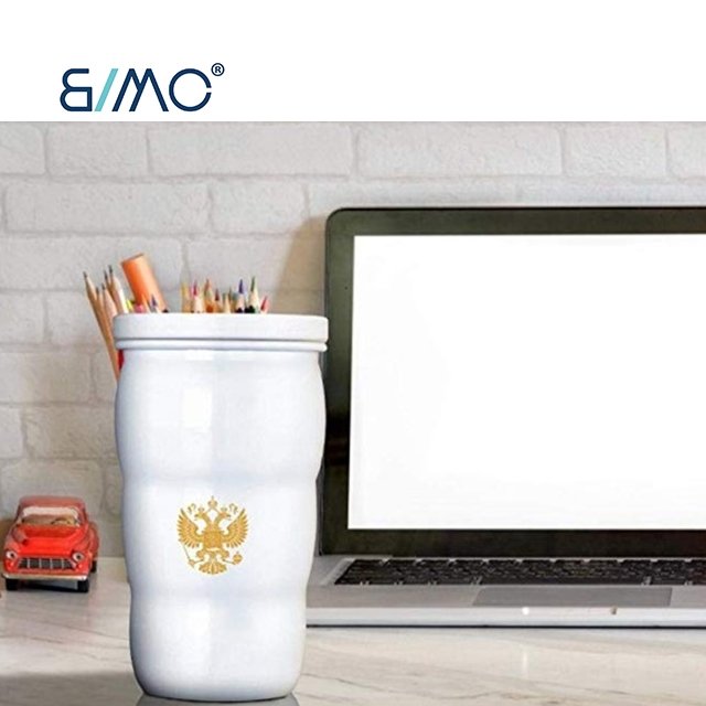 Creative Double walled Vacuum Insulated Travel Mug With White Ceramic Coating Stainless Steel Coffee Mug Custom Logo