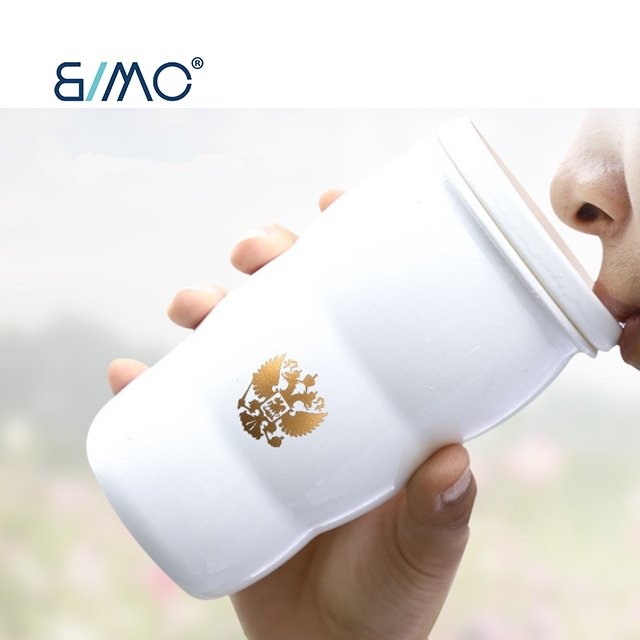 Creative Double walled Vacuum Insulated Travel Mug With White Ceramic Coating Stainless Steel Coffee Mug Custom Logo