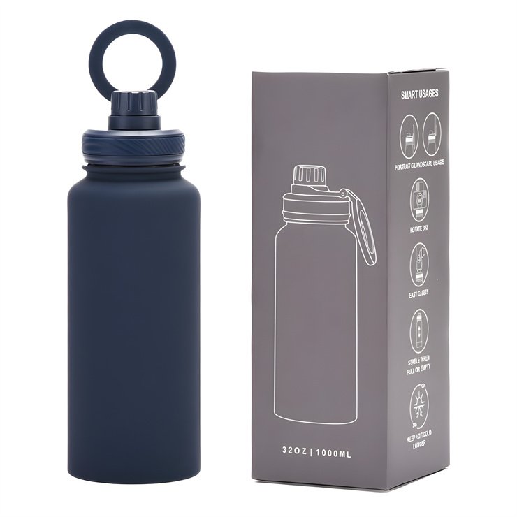 Grey 32oz drink bottle magnetic lid water bottle stainless steel termos thermal custom water bottle sport