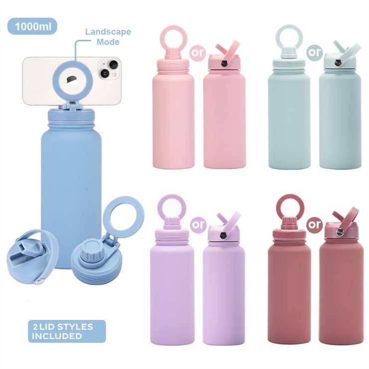 Grey 32oz drink bottle magnetic lid water bottle stainless steel termos thermal custom water bottle sport