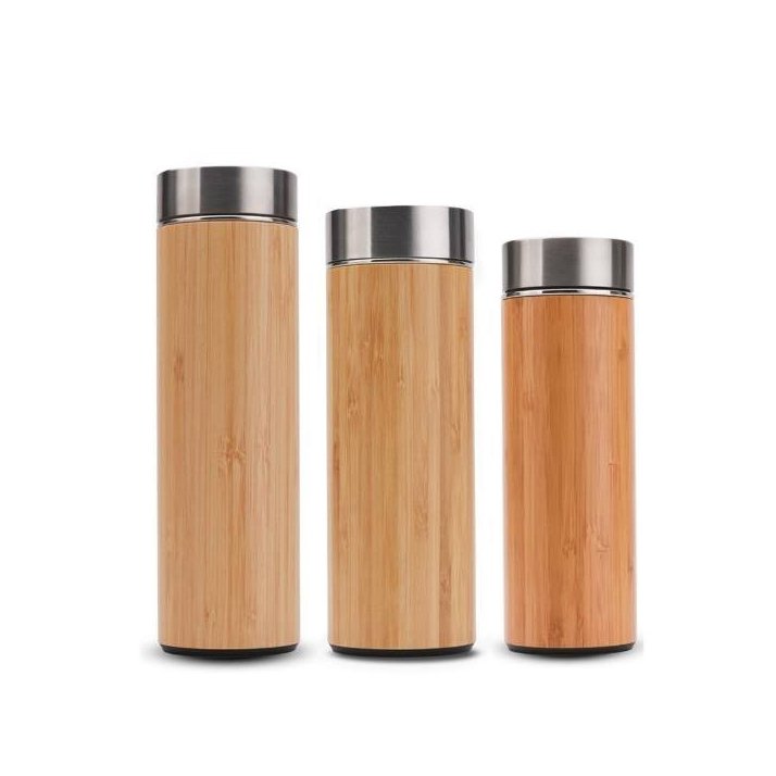 Reusable Bamboo Thermo Stainless Steel Tumbler Hot Coffee Tea Thermos Bottle Vacuum Flasks & Thermoses Bamboo Thermos Tumbler