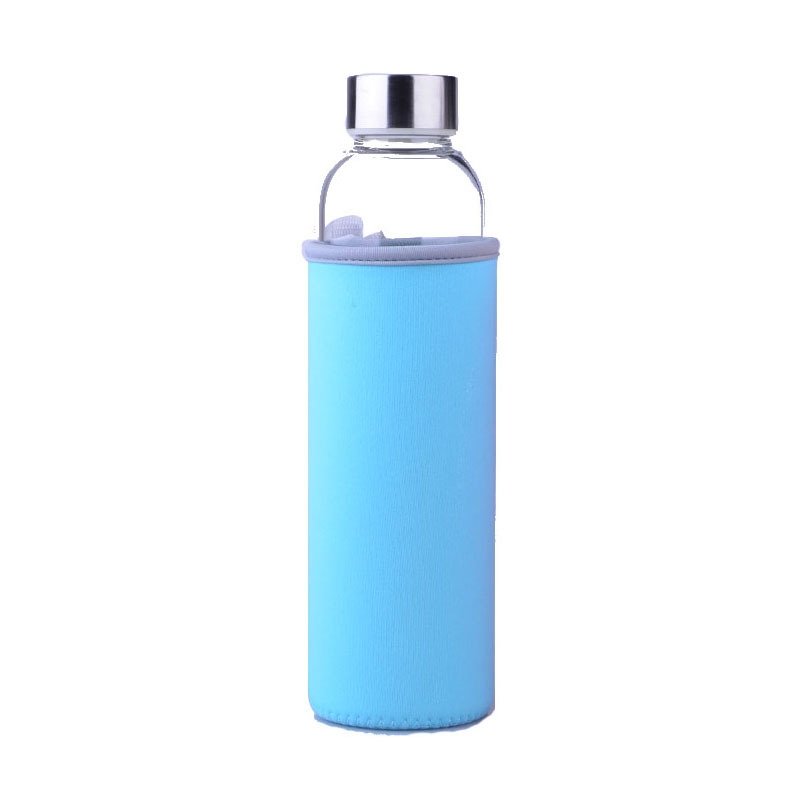 JM Cheap Price Food Grade 350ml 500ml 16Oz Transparent Glass Water Bottle With Stainless Steel Lid