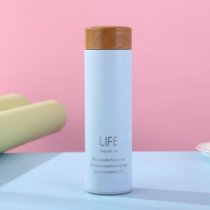 FX Factory Wholesale double wall stainless steel tumbler travel bottles wooden lids water bottle eco friendly 500ml Bottle