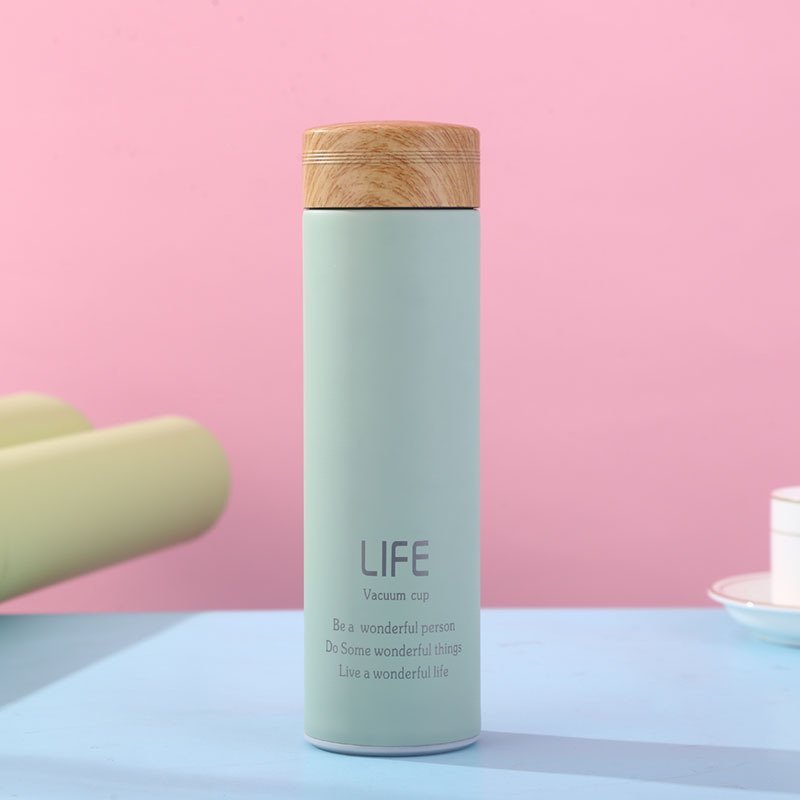 FX Factory Wholesale double wall stainless steel tumbler travel bottles wooden lids water bottle eco friendly 500ml Bottle