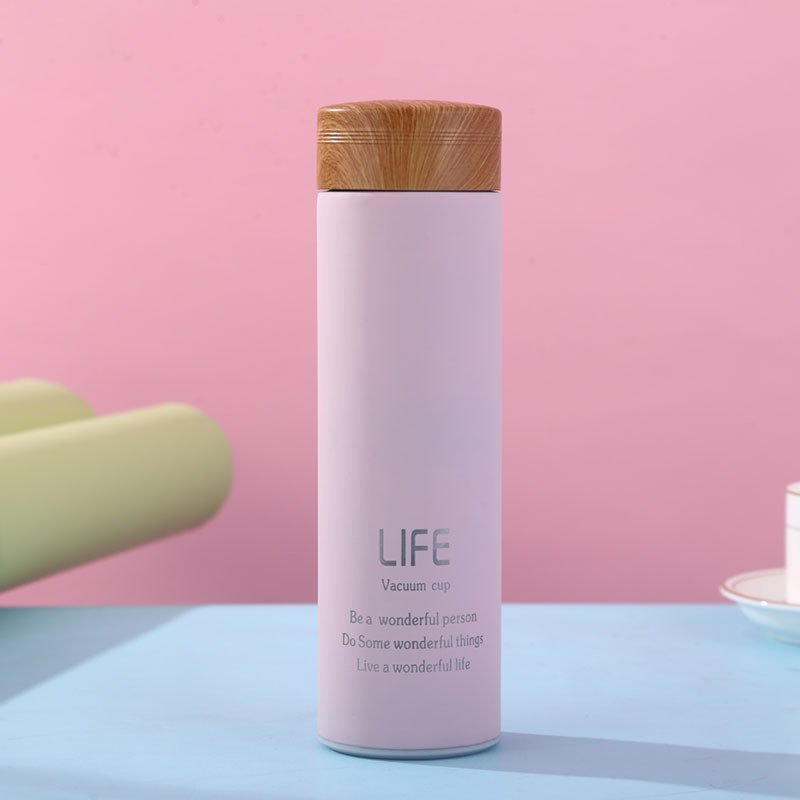 FX Factory Wholesale double wall stainless steel tumbler travel bottles wooden lids water bottle eco friendly 500ml Bottle