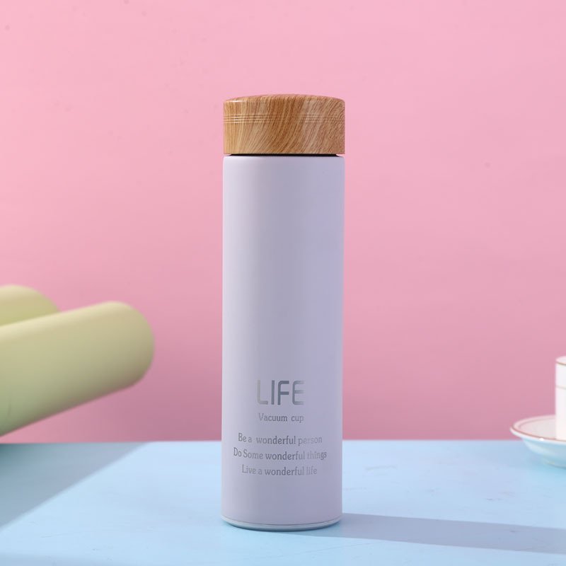 FX Factory Wholesale double wall stainless steel tumbler travel bottles wooden lids water bottle eco friendly 500ml Bottle