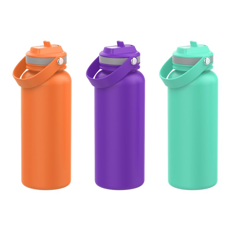 900ml 30oz Custom Logo Double Wall Stainless Steel Sports Water Bottle With Straw