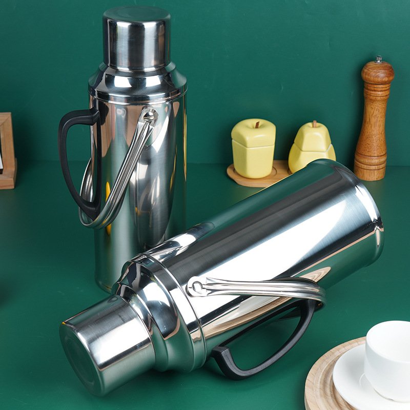 Glass Inner 2.0L 3.2L Retro Thermos Stainless Steel Vacuum Flask with Cover
