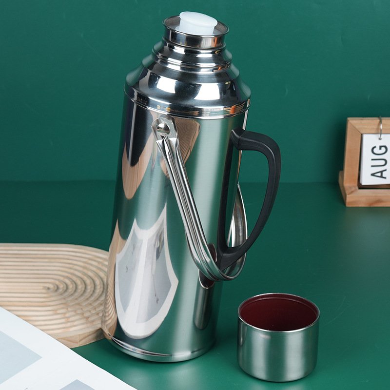 Glass Inner 2.0L 3.2L Retro Thermos Stainless Steel Vacuum Flask with Cover