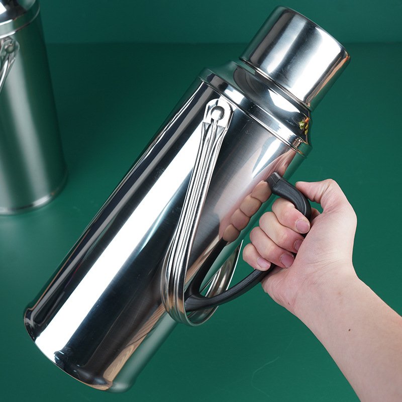 Glass Inner 2.0L 3.2L Retro Thermos Stainless Steel Vacuum Flask with Cover