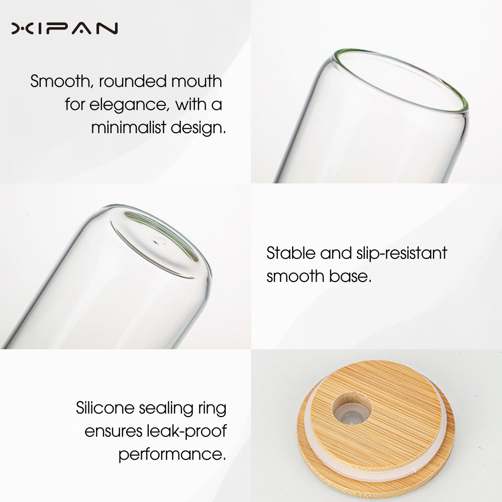 European Cup Custom Logo Can Shape Beer Glasses with Bamboo Lid Classic Gifts for Men 16oz Cups Mugs Wholesale Barware