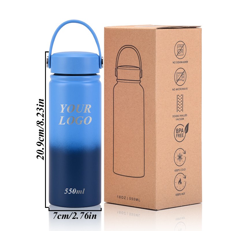 Custom Logo 17oz Double wall 304 stainless steel outdoor sport water bottle reusable vacuum flask water bottle with bamboo lid