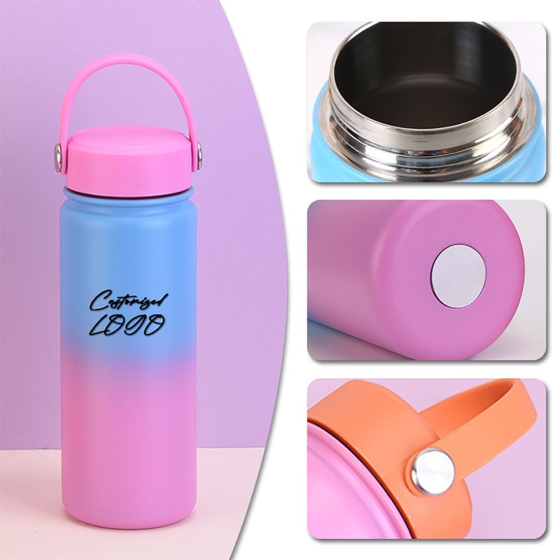 Custom Logo 17oz Double wall 304 stainless steel outdoor sport water bottle reusable vacuum flask water bottle with bamboo lid