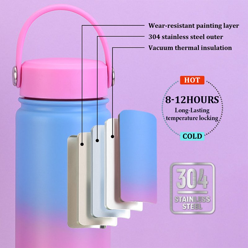 Custom Logo 17oz Double wall 304 stainless steel outdoor sport water bottle reusable vacuum flask water bottle with bamboo lid
