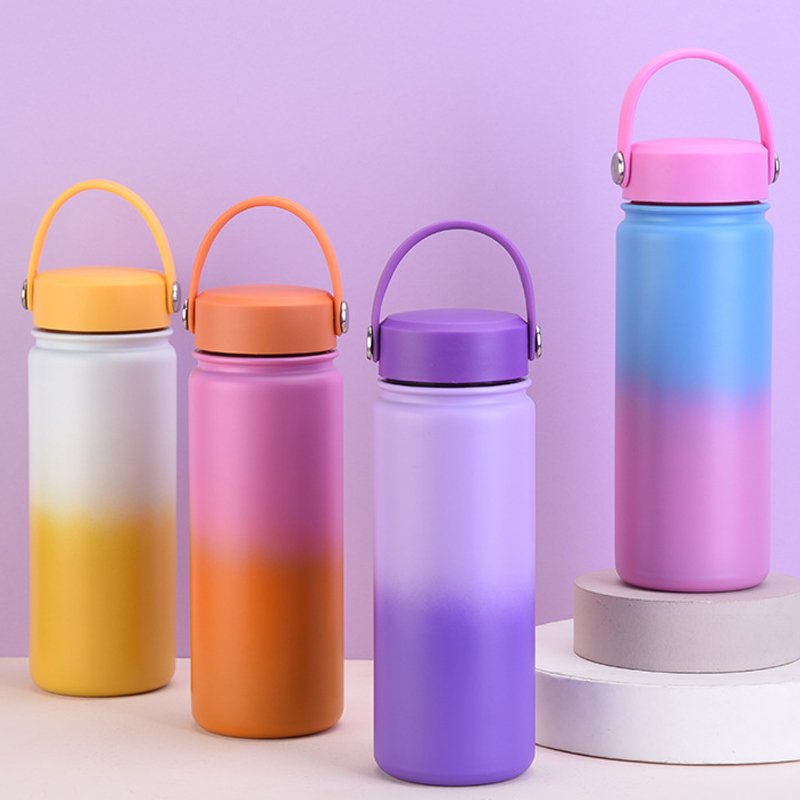 Custom Logo 17oz Double wall 304 stainless steel outdoor sport water bottle reusable vacuum flask water bottle with bamboo lid