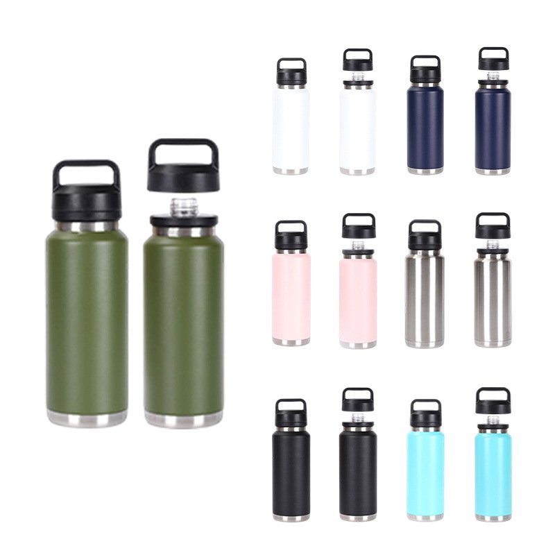 36oz 64oz Sport Water Bottle Vacuum Insulated Stainless Steel with Chug For Travel Hot Cold Thermal