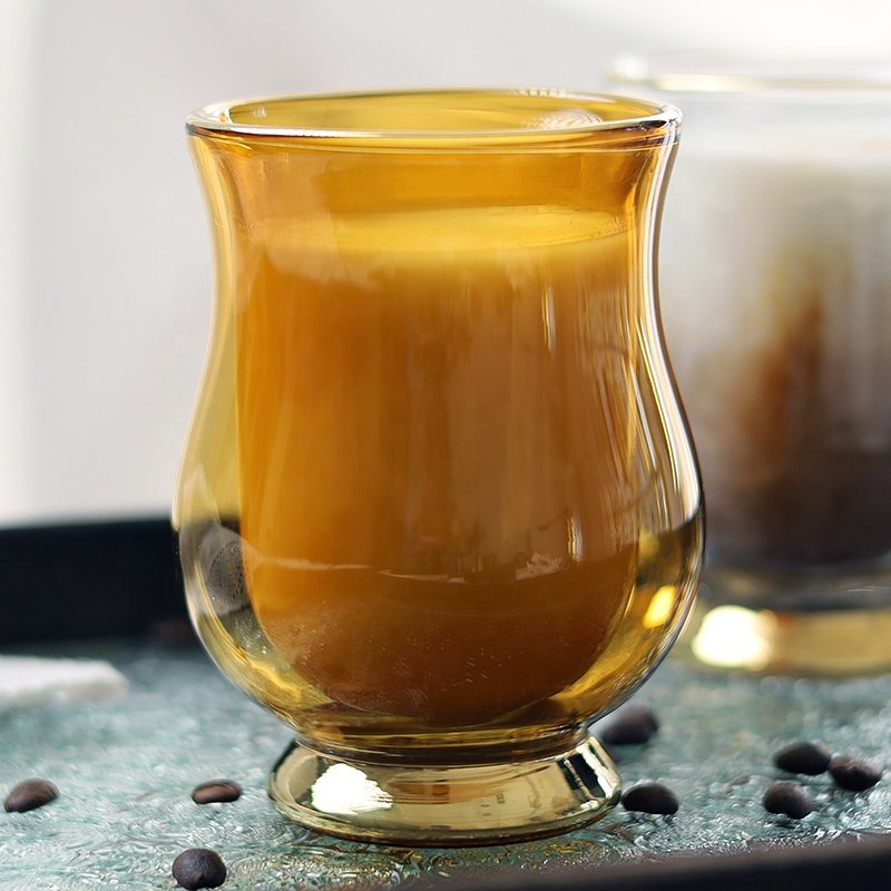 Handmade High Borosilicate Double Wall Glass Coffee or Tea Cups Insulated 300ml Coffee Mugs