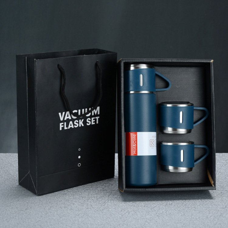 Good Quality Water Bottle Thermal Black Big 3pcs Thermo Vacuum Flask Set For Coffee