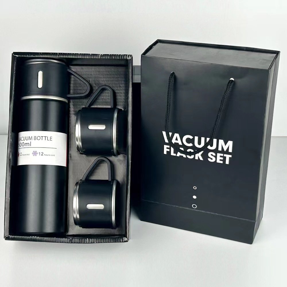 Business Tea Gift Cup Set 500ml New Stainless Steel Thermos with Three-Cover Custom Logo Printing Vacuum Flasks & Thermoses