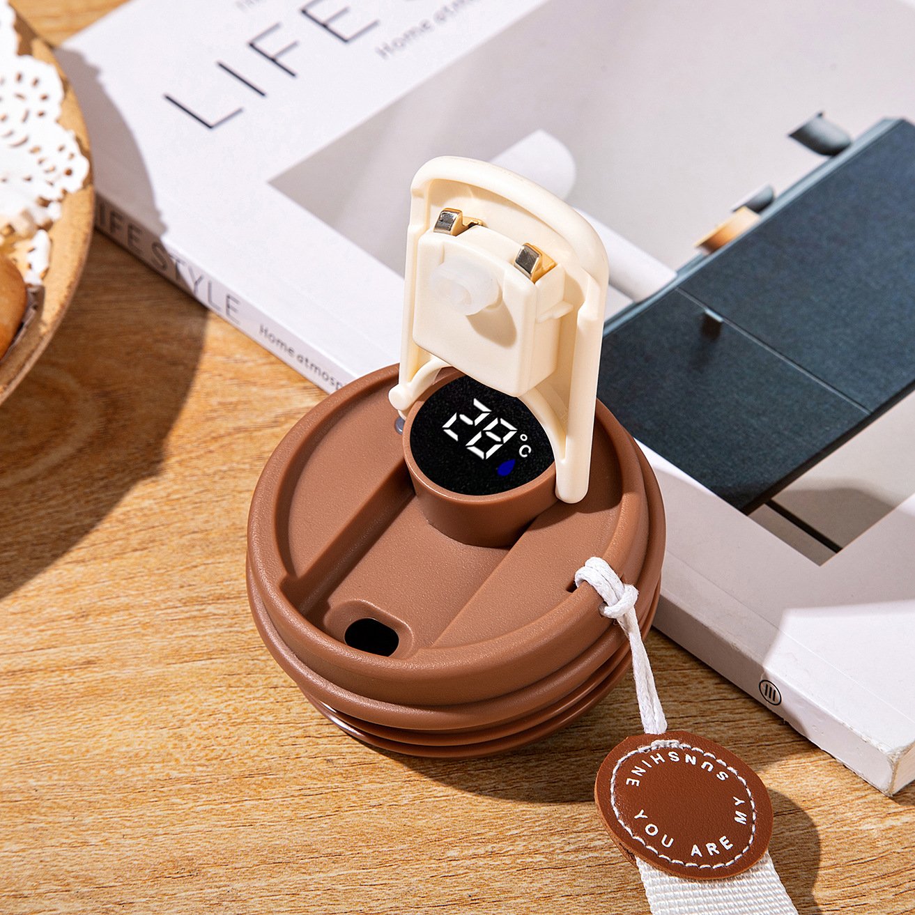 Stainless Steel Coffee Mug Led Digital Temperature Display Travel Outdoor Vacuum Insulated Coffee Cup With Strap