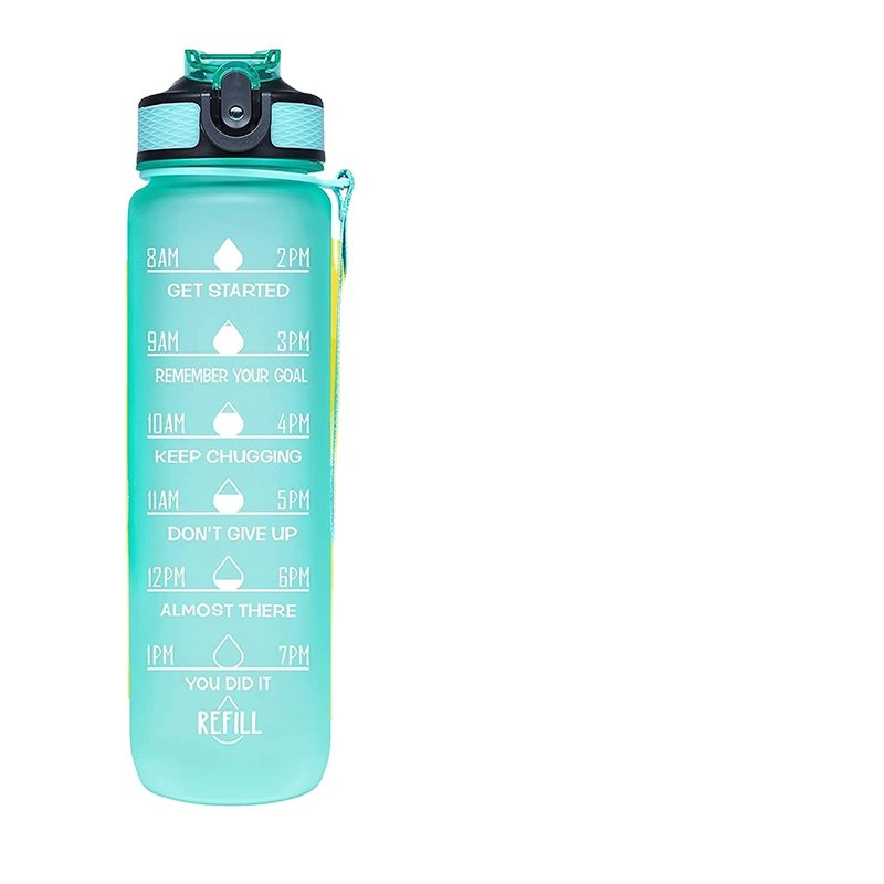 1L BPA FREE Gradient Color Motivational Gym Fitness Sports Tritan Water Bottle