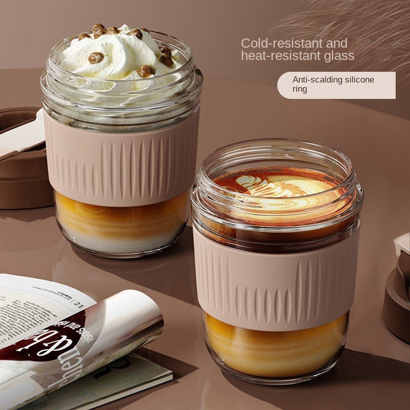 Aisamstar Morden Style 460ml Leak-proof Glass Tumbler Coffee Soda Can Glass Cup Mug With Lid And Straw for outdoor