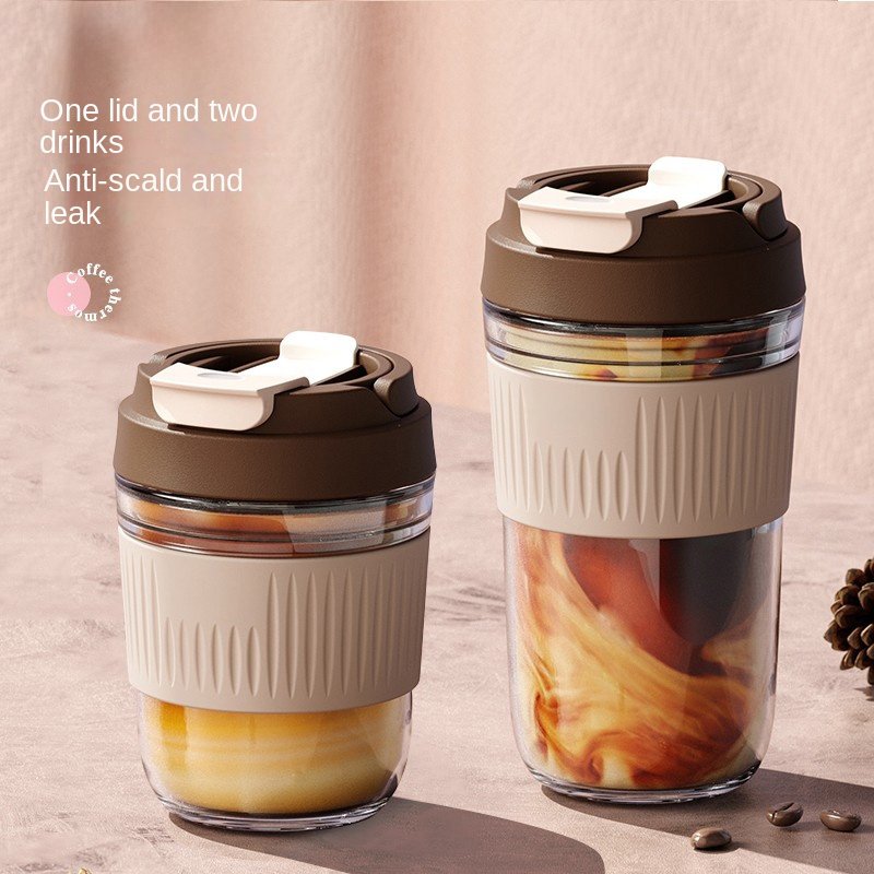 Aisamstar Morden Style 460ml Leak-proof Glass Tumbler Coffee Soda Can Glass Cup Mug With Lid And Straw for outdoor