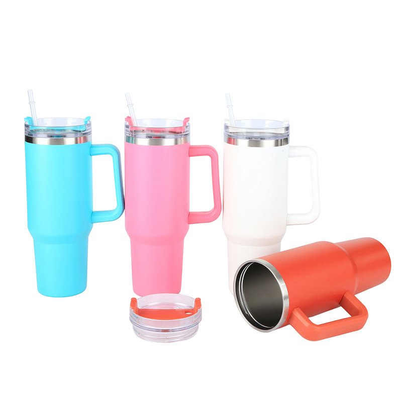 Wholesale bulk 304 stainless steel tumbler thermal vacuum flask tea thermos water bottles outdoor with handle lid