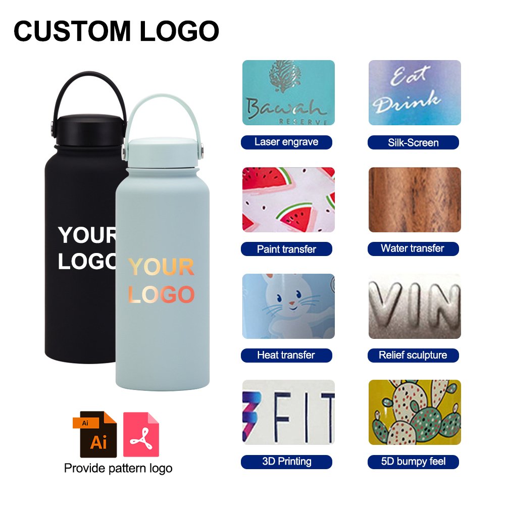 Customized Eco Friendly higher quality 32oz wide mouth double wall travel vacuum insulated stainless steel water bottle