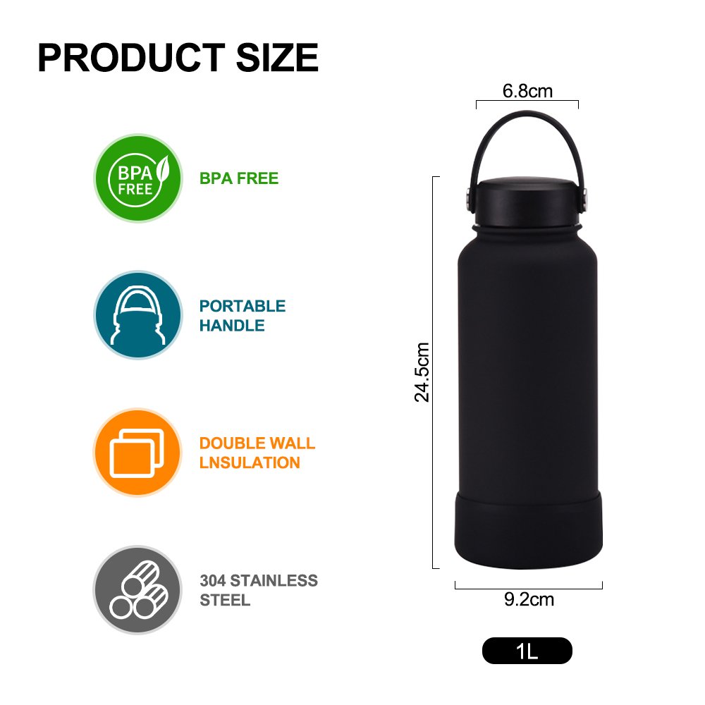 Customized Eco Friendly higher quality 32oz wide mouth double wall travel vacuum insulated stainless steel water bottle