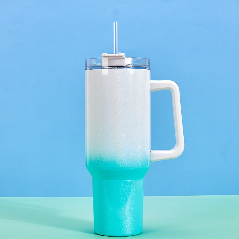 2024 eMerit Ready to Ship 40oz Double Wall 18/8 Stainless Steel Sublimation Glittery Vacuum Insulated Travel Tumbler with Handle