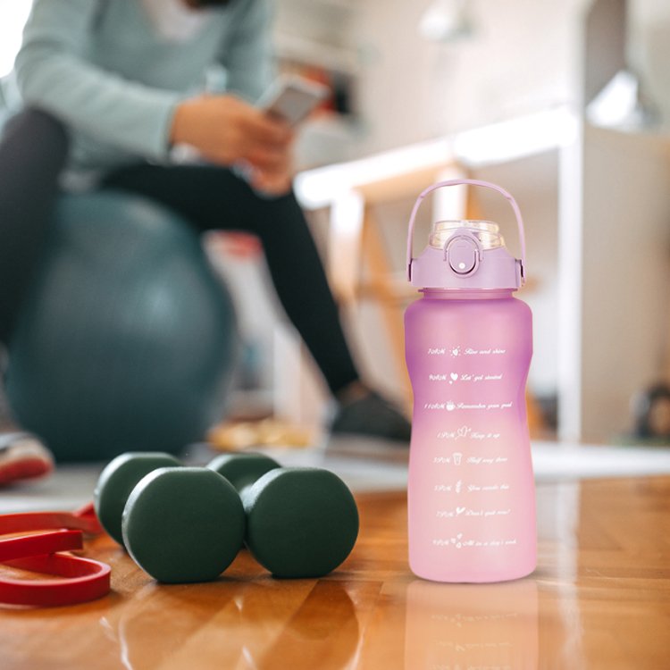 64oz Large capacity plastic BPA free 2 liter 2000ml 900ml 300ml time marker eco friendly water bottle with straw for family