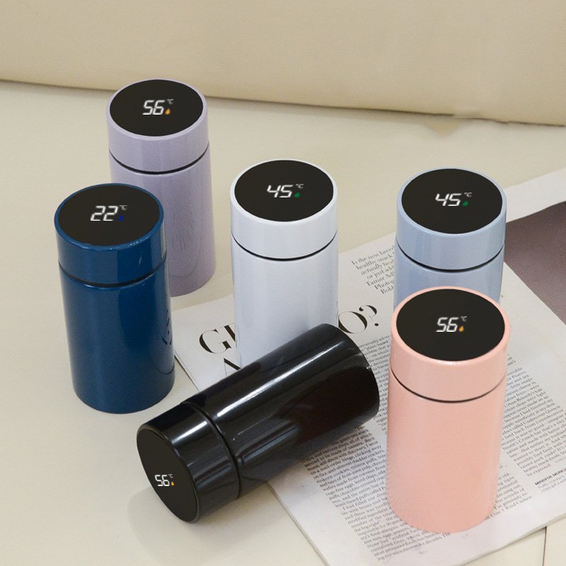 Mini 200ml Led Stainless Steel Vacuum Flask Temperature Display Thermal Smart Water Bottle for School Kids Children