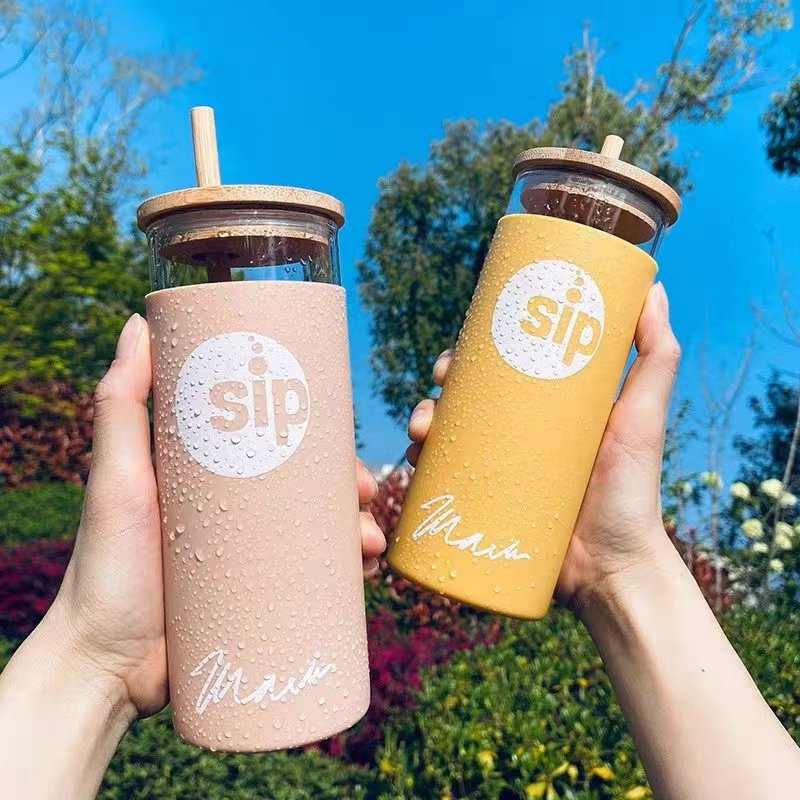 20oz 30oz 40oz wholesale bulk custom rainbow travel bamboo glass sublimation water coffee tumbler cup bottle mug with straw