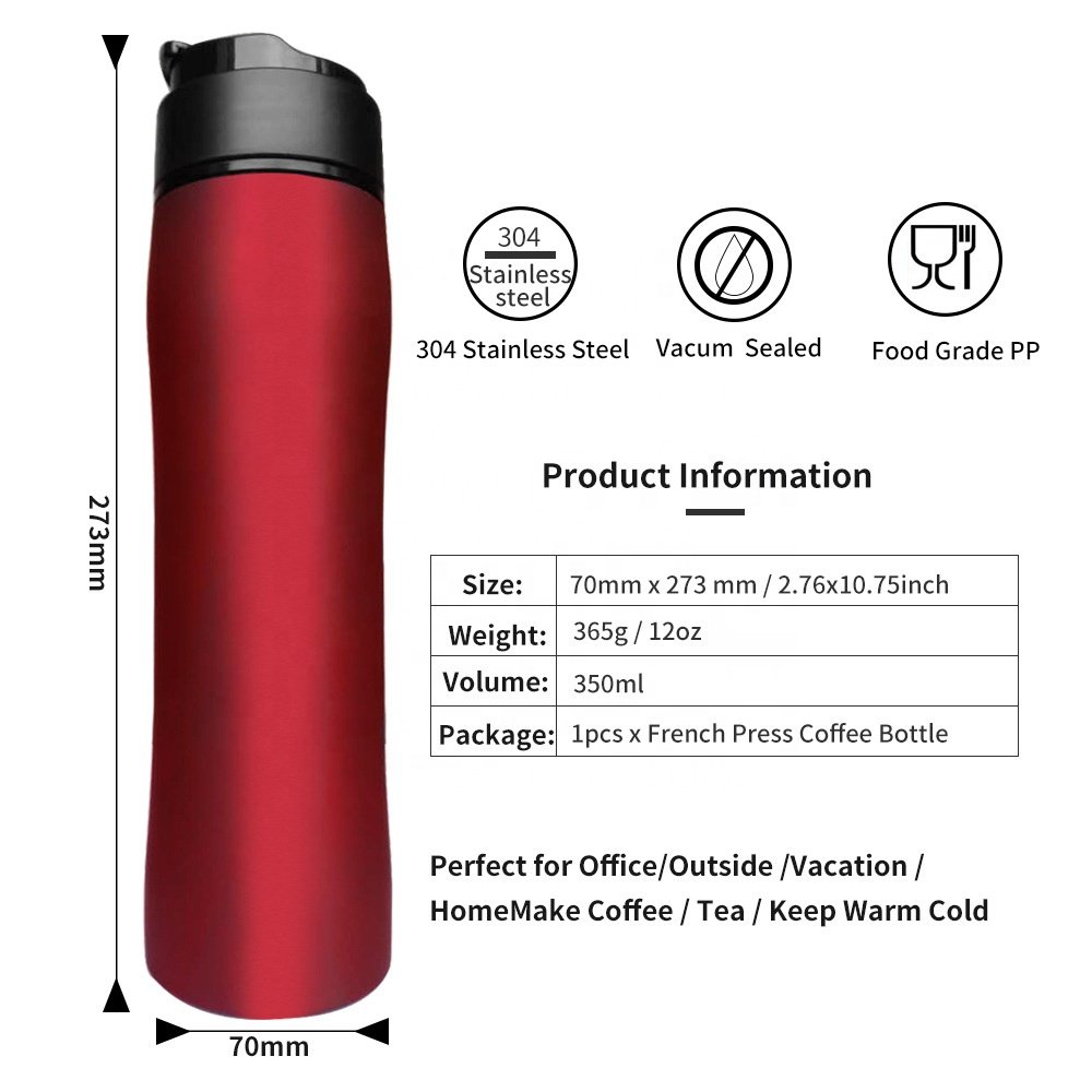 High quality custom stainless steel heated french press coffee mugs french press coffee maker