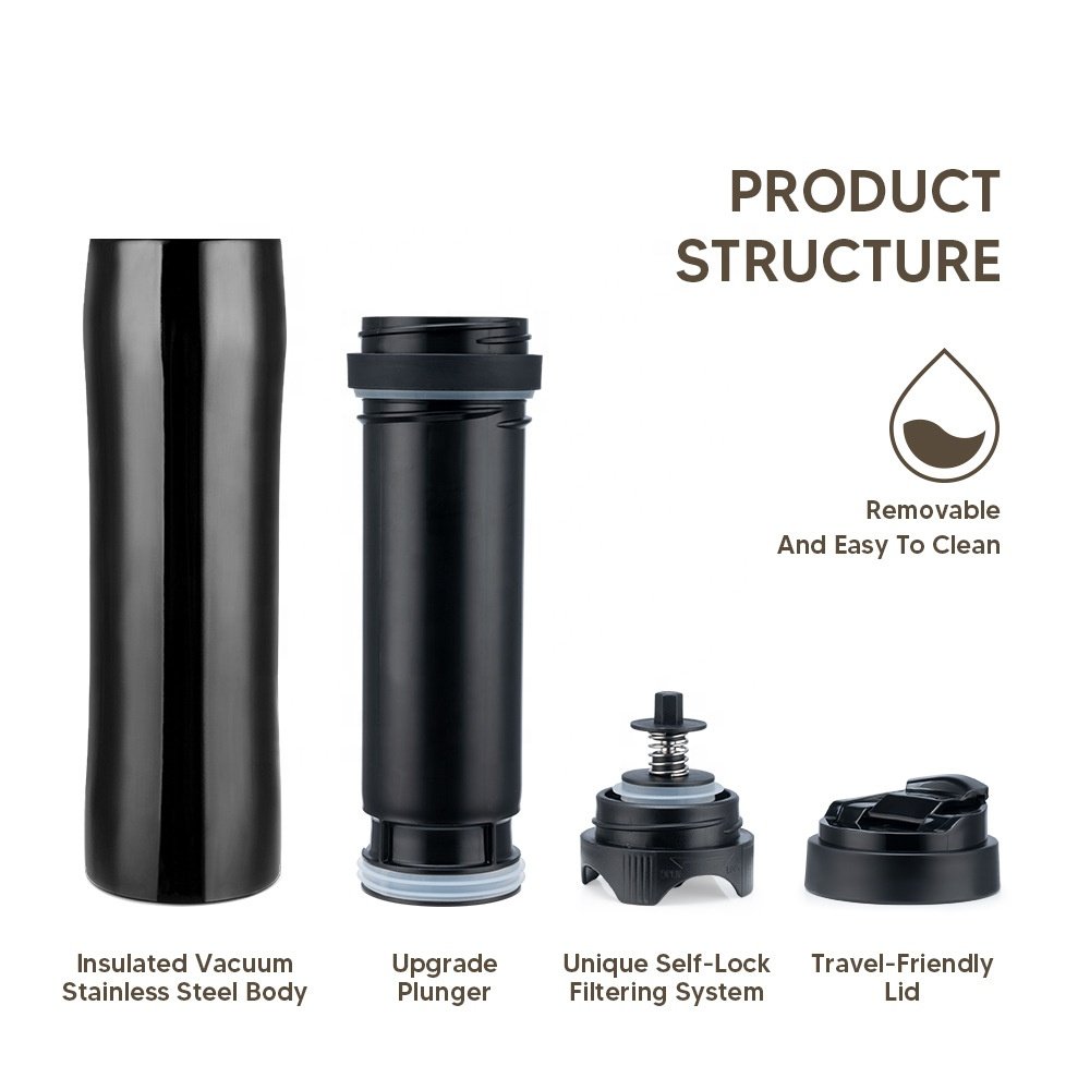 High quality custom stainless steel heated french press coffee mugs french press coffee maker