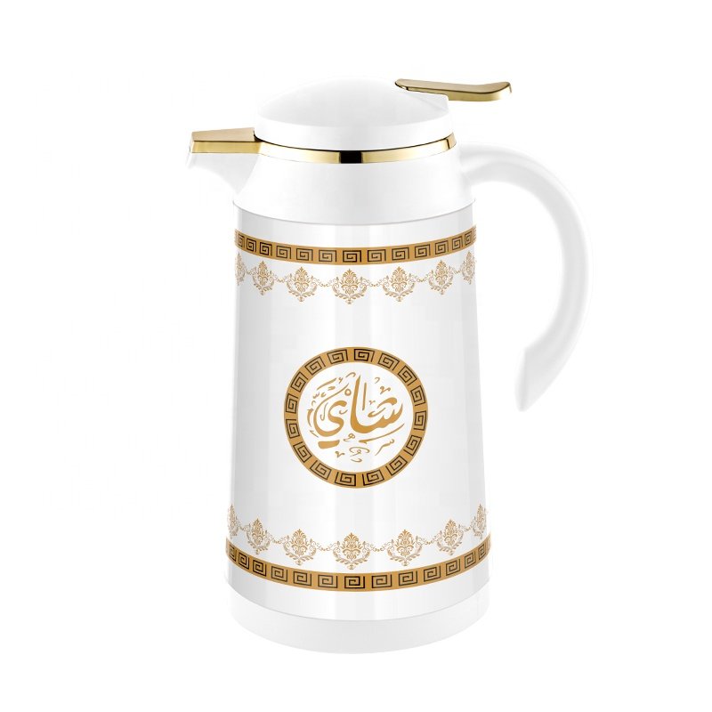 SUNLIFE Factory Price 1.0L Push Button Lid Stainless Steel White Glass Liner Thermo Jug