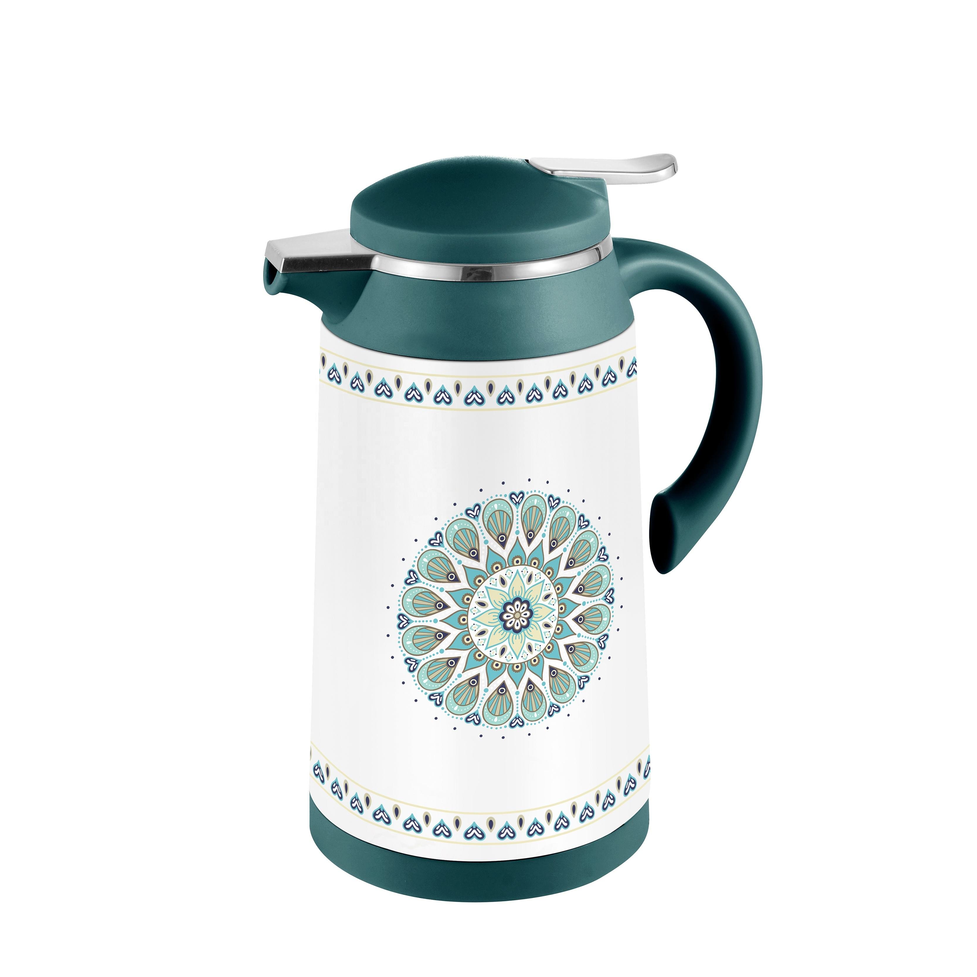 SUNLIFE New Upgrade Design 1000ML Metal Iron Body White Glass Thermos vacuum flask