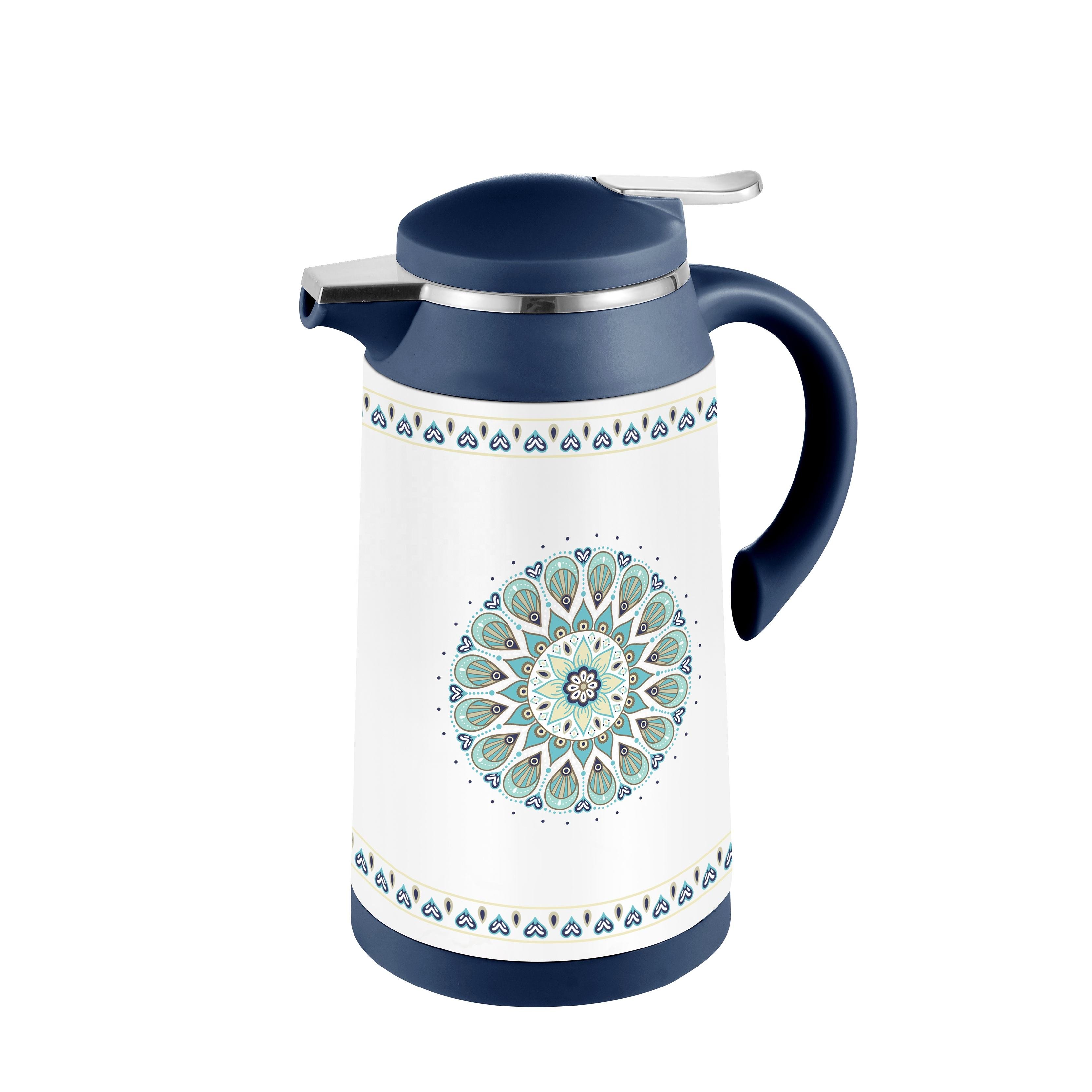 SUNLIFE New Upgrade Design 1000ML Metal Iron Body White Glass Thermos vacuum flask