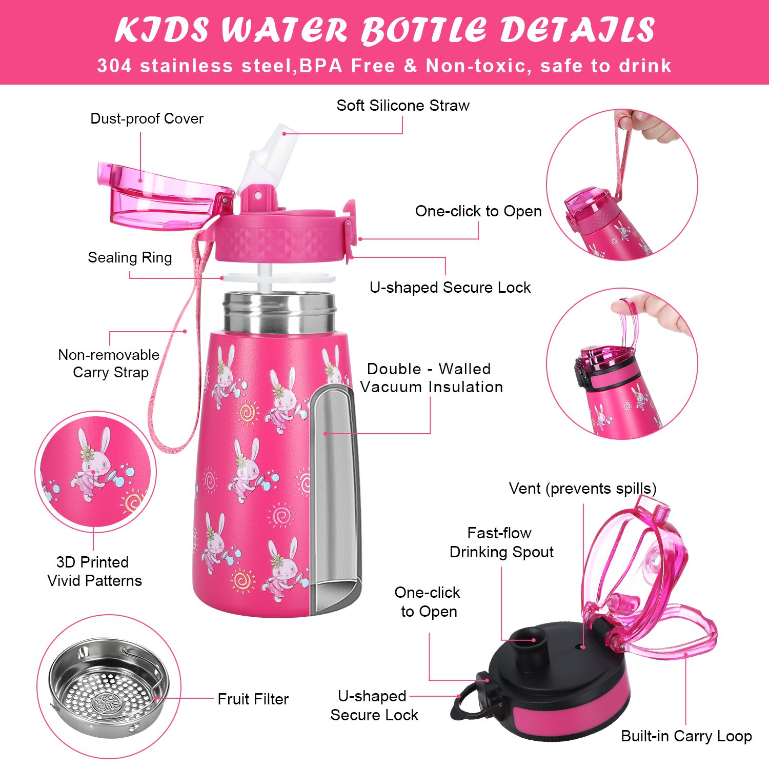 12oz 350ml Stainless Steel Insulated Thermos Kids Sports Water Bottles Sublimation Tumbler For School
