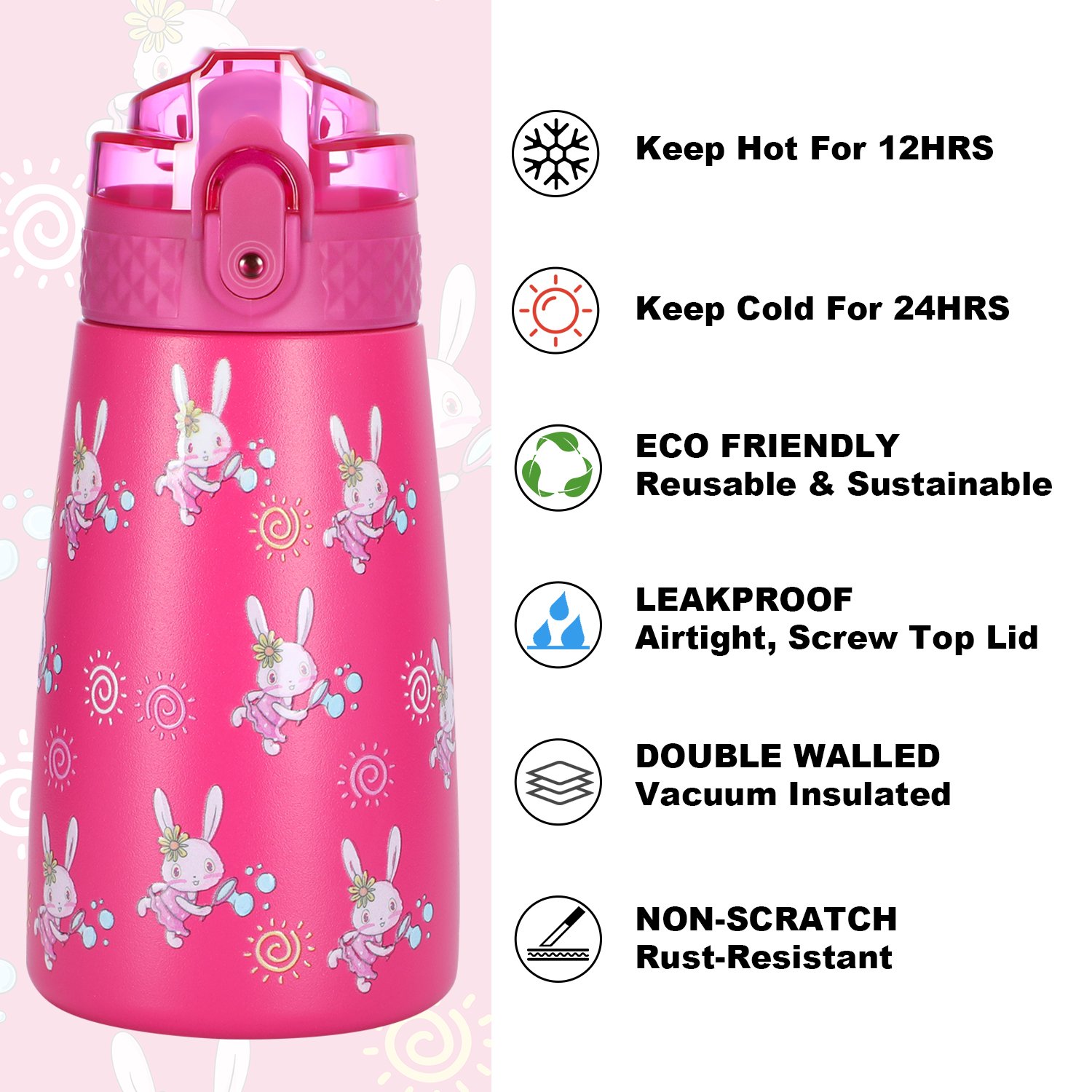 12oz 350ml Stainless Steel Insulated Thermos Kids Sports Water Bottles Sublimation Tumbler For School